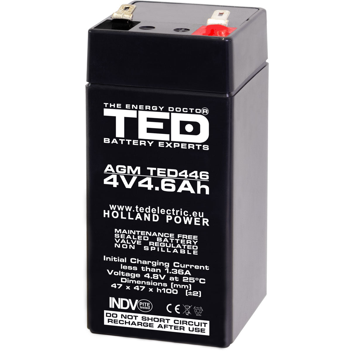 Acumulator staționar AGM VRLA 4V 4.6Ah TED