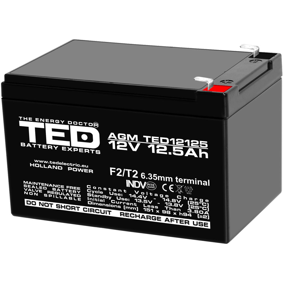 Acumulator staționar AGM VRLA 12V 12.5Ah TED